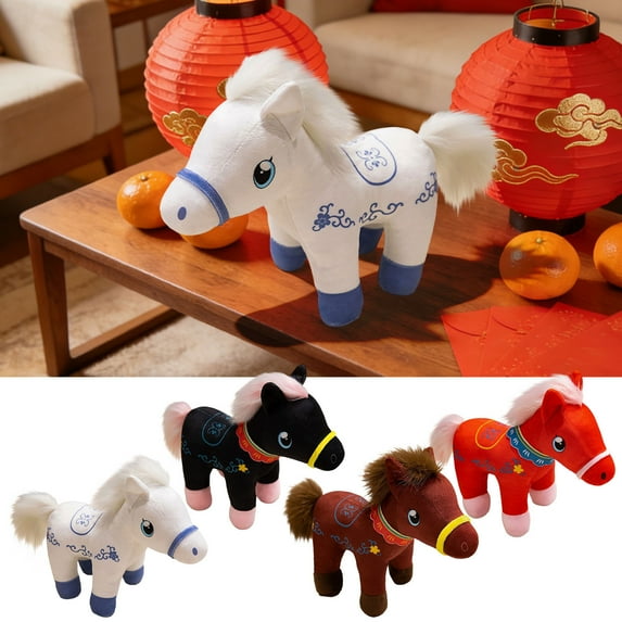 Fufafayo under $5 4Pcs Horse Plush Toy, Plush Toy, Cute Horse Stuffed Animal, Soft Doll for Children, Sleep Companion, Decorative Bedroom Decor, Auspicious Gift for Year of the Horse