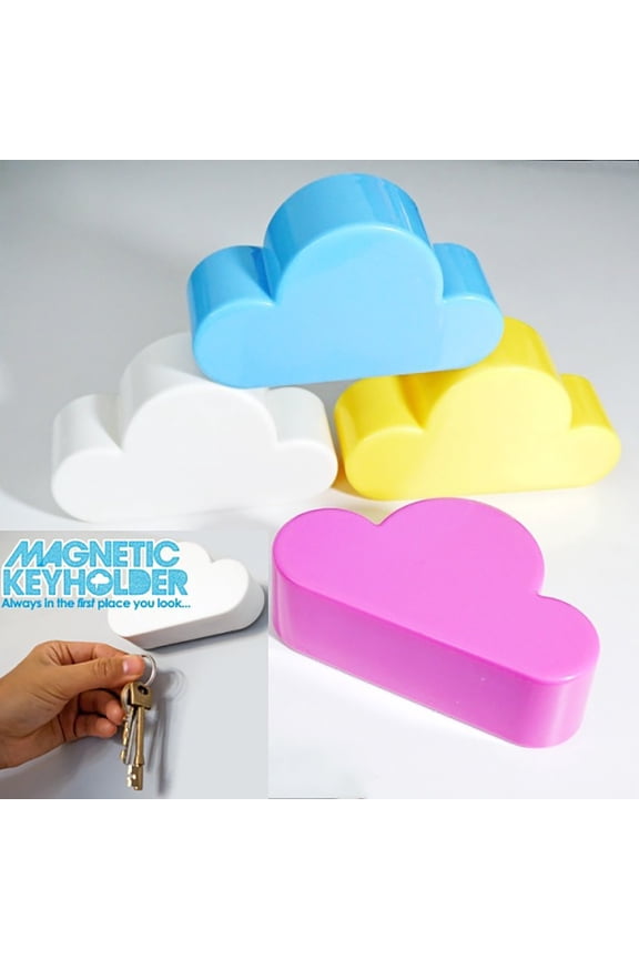 under $5 4Pcs Magnetic Key Holder, Key Holder, Magnetic Wall Mounted Storage Rack, Cloud Shaped With Strong Adhesive, No Drilling, For Keys, Small Tools, Iron Products, Space Saver, Entryway