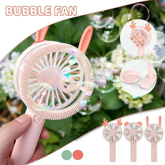 Fufafayo under $5 4Pcs USB Toy Fan, Childrens Toy Fan with USB Charging, Mini Handheld Bubble Blower Fan, Summer Cooler for Outdoor Play, Park and Beach Activities