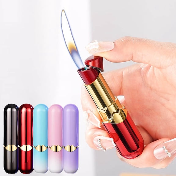 Fufafayo under $5 5Pcs Lipstick Lighter, Lipstick Lighter, Refillable Windproof Butane Lighter, Gradient Color Design, Compact for Purse, Pocket, Camping, Parties, Gift for Women, Birthday