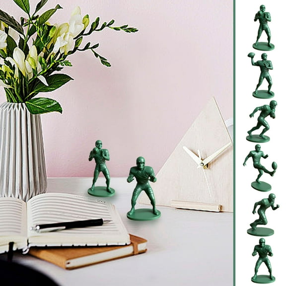 Fufafayo under $5 6Pcs Football Player Figurine, Football Player Figurine, Desktop Athlete Statue Decor, Sports Themed Office Desk Ornament, Collector Miniature Player Model for Shelf, Cabinet
