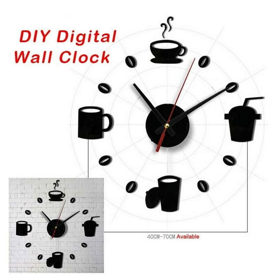 Fufafayo under $5 Acrylic DIY Wall Clock, Acrylic DIY Self Adhesive Wall Clock, Interior Decoration Digital Clock, Battery Powered Timepiece, Modern Home Decor, Easy Install