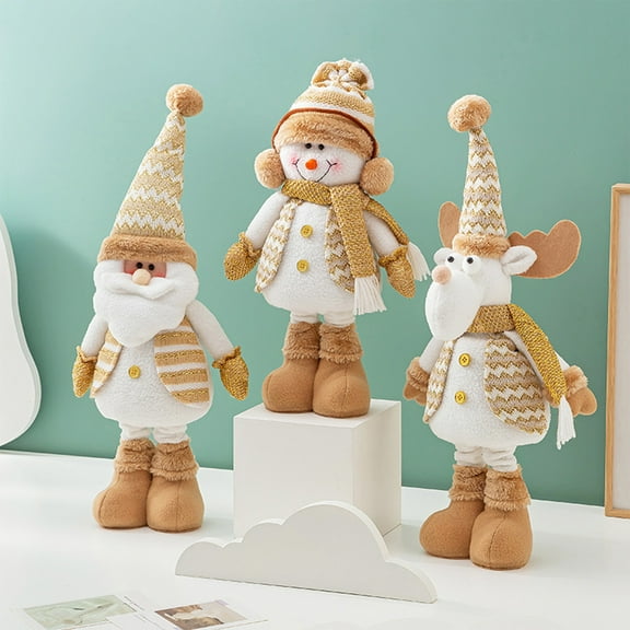 Fufafayo under $5 Adjustable Standing Christmas Gnomes, Handmade Large Snowman Gnome Stuffed Plush with Retractable Spring Legs, Christmas Decor Ornaments Winter Home Decor