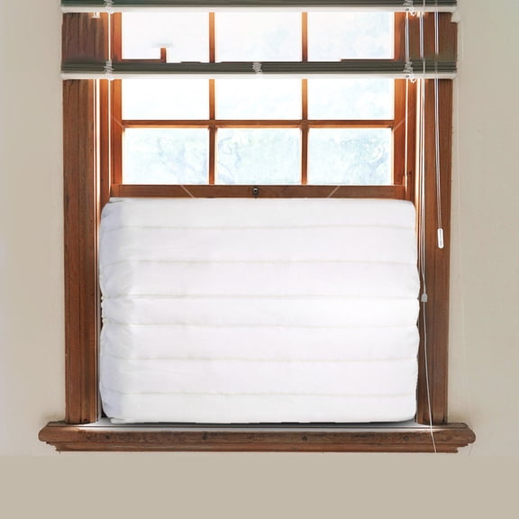 Fufafayo under $5 Air Conditioner Cover, Indoor Air Conditioner Cover, Window AC Unit Protector, Winter Insulation Draft Stopper, Energy Saving Heater Cover, Thermal Lined Quilted Panel, Easy Install
