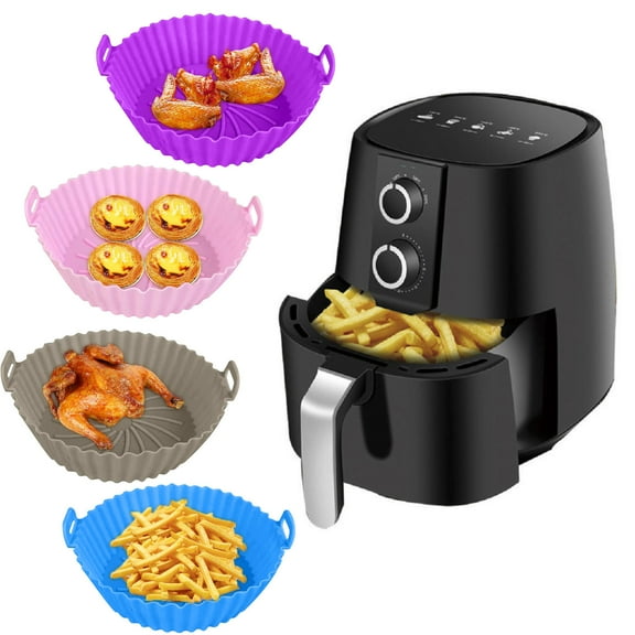 Fufafayo under $5 Air Fryer Accessory, Silicone Baking Pan, Fryer Cooking Tray, Round Baking Sheet, Kitchen Cooking Tool, Food Preparation Pan, Healthy Cooking Accessory, Oven Safe Bakeware