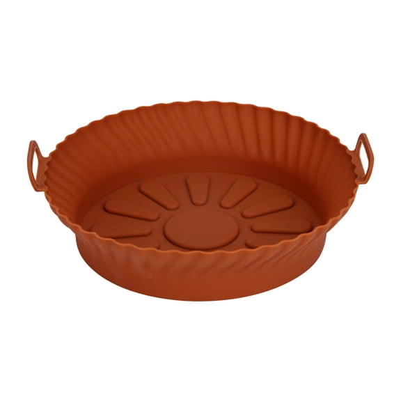 Fufafayo under $5 Air Fryer Pan, Reusable Air Fryer Baking Pan Liner, 8.5 Inch Silicone Pad with Raised Lines for Air Circulation, Non Stick Dishwasher Safe for Easy Clean