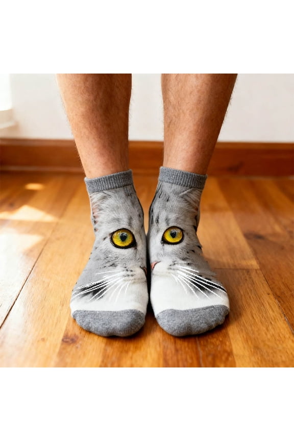 under $5 Animal Socks, Ankle Socks with Print, Cute Face Design Socks Unisex, Breathable Fabric for Daily Use, Casual Style, Gift, Home Lounge, Durable, Comfort Fit