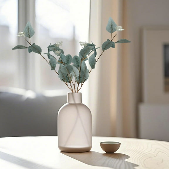 Fufafayo under $5 Artificial Eucalyptus Stems Long Silver Dollar Leaves Faux Leaf Branches Fake Silk Eucalyptus for Spring Summer Home Festival Thanksgiving Christmas Decor, 19.69In