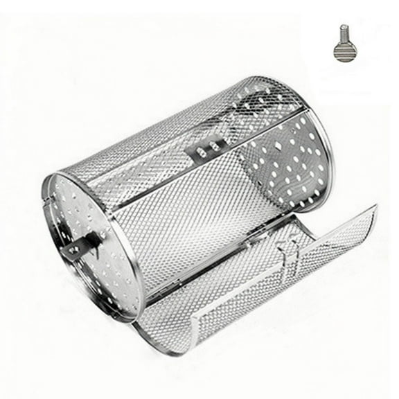 Fufafayo under $5 Barbecue Grill Cage, Rotating BBQ Grill Cage, Cylindrical Mesh Barbecue Rack, for Air Fryer, Outdoor Grill, Roasting Nuts, Coffee Beans, Meat, Vegetables, Even Cooking, Easy Clean