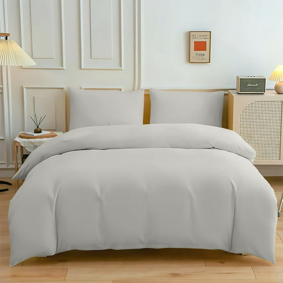 Fufafayo under $5 Bed Sheet Set, Full Solid Color Washed Cotton Bed Sheet Set, Four Piece Duvet Cover and Sheet Set for 1.8m Bed, Breathable Bedding Set for Bedroom and Guest Room