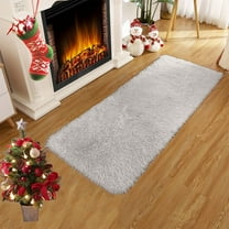 Fufafayo under $5 Bedroom Rug, Fluffy Runner Rugs for Bedroom Shaggy Living Room Rug Soft Rugs for Room Non-Slip Nursery Office Washable Carpets Home Decor, 31.4x15.7In