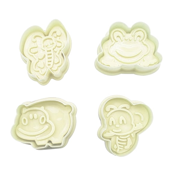 Fufafayo under $5 Cake Mold, Cake Pastry Cookie Stamper, Fondant Plunger Cutters Set of Four, Baking Decorating Tools for DIY Desserts, Reusable Kitchen Pastry Molds for Home Bakers