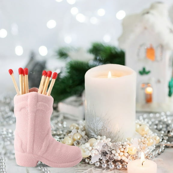 Fufafayo under $5 Ceramic Match Holder, Western Decor Cowboy Boot Container, Small Home Decor for Bathroom, Unique Tabletop Decor Piece, Decorative Storage Box for Matches