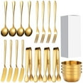 thumbnail image 1 of Fufafayo under $5 Cheese Butter Spreader Knives Set 20 Pieces Stainless Steel Spreader Knives Forks Spoons Mini Serving Tongs Small Dipping Bowls for Butter Spreader, 1 of 7