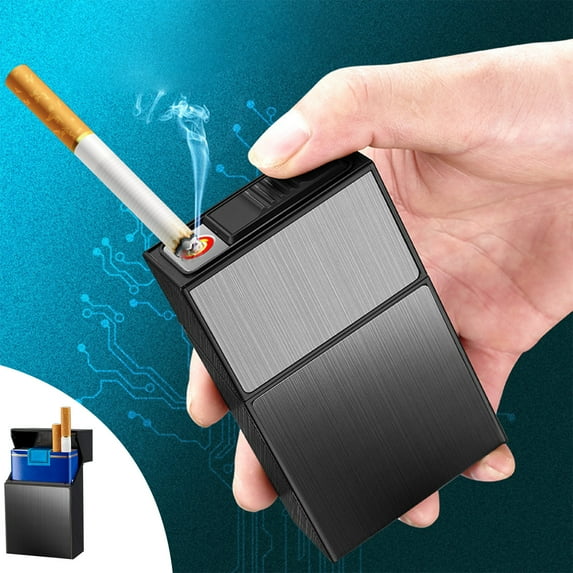 Fufafayo under $5 Cigarettes Lighter Cigarettes Case, Windproof Flameless USB Rechargeable Lighter, Compact Storage Solution, Smoking Accessory, Portable Carry Case