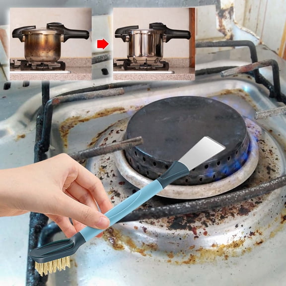 Fufafayo under $5 Cleaning Brush, Double Headed Scraper for Stove, Stainless Steel Scrubber, Range Hood Degreaser, Kitchen Tool, Household Cleaner, Maintenance Essential
