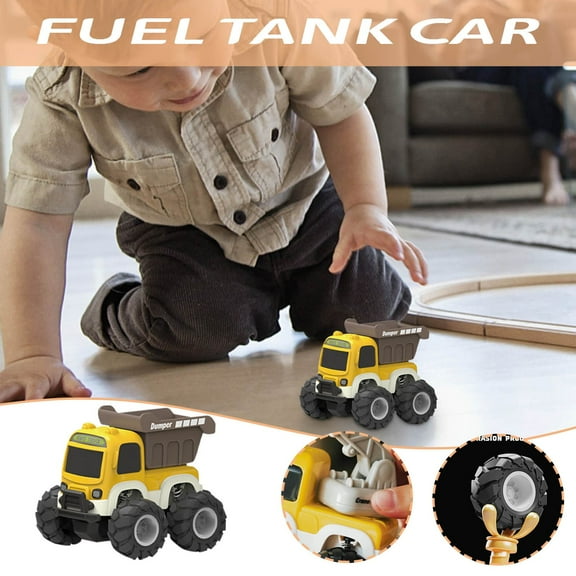 Fufafayo under $5 Construction Toy Vehicle, Children's Educational Construction Vehicle, Manual Inertial Toy Car for Boys, Four Wheel Off Road Engineering Vehicle, Rubber Tires, Brain Teaser