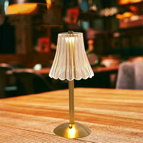 Fufafayo under $5 Cordless LED Touch Lamp with Crystal Acrylic Shade, USB Rechargeable, Dimmable Table Light, Portable Modern Industrial Style Lighting for Bedroom, Office, Patio & Gift Use