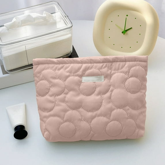 Fufafayo under $5 Cosmetic Bag, Floral Makeup Pouch, Quilted Toiletry Bag for Travel, Daily Use, Storage Organizer for Purse, Gym Bag, Office Essentials, Compact Design, Zipper Closure