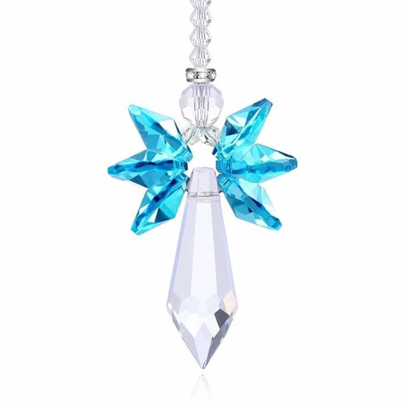 Fufafayo under $5 Crystal Angel Suncatcher, Crystal Glass Angel Suncatcher, Chakra Collection Hanging Ornament, Handmade Sun Catcher for Window, Garden, Gift, Wedding, Sparkling Decor, Multi Color