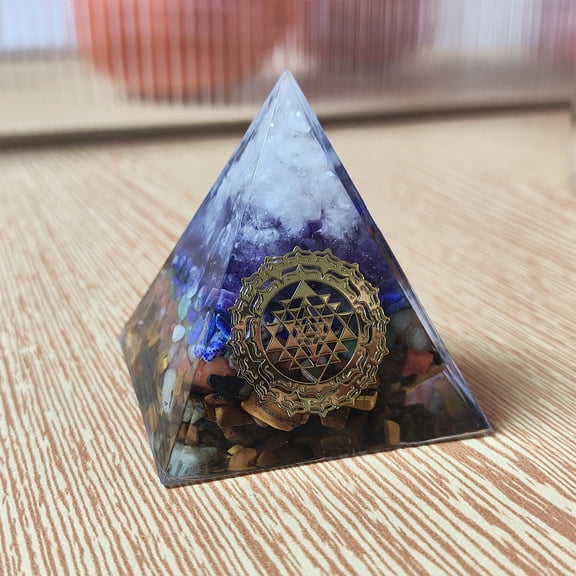 Fufafayo under $5 Crystal Decoration, Natural Crystal Quartz Chip Decoration, Resin Stand Tabletop Ornament, Crystal Tower Desk Decor, for Office, Home Study, Gift, Shelf, Mantle