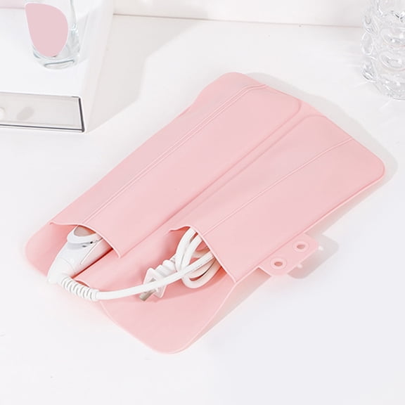 Fufafayo under $5 Curling Iron Storage Bag, Heatproof Silicone Mat Organizer, Travel Portable Heat Insulation Pouch, Hot Tool Protector for Vanity, Bathroom, Gym Bag