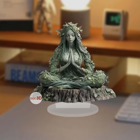 Fufafayo under $5 Desktop Decor, 2D Acrylic Ornament for Office, Girl Embracing Earth Figurine, Modern Desk Accessories for Workspace, Inspirational Room Decorations