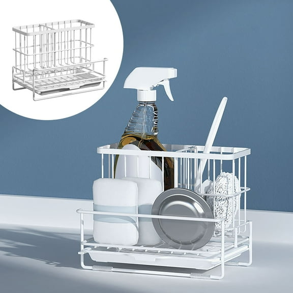 Fufafayo under $5 Drain Rack, Kitchen Drainer, Sink Organizer, Storage Basket, Iron Drain Rack, Cleaning Supplies Organizer, Kitchen Utility Rack for Sponges