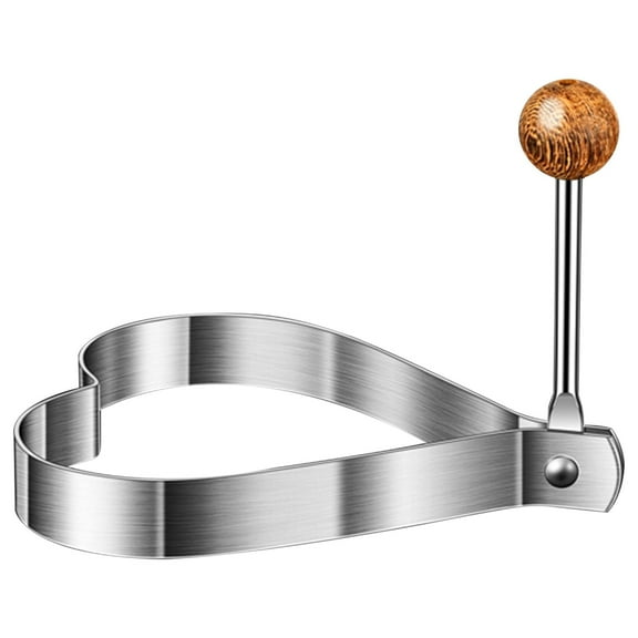Fufafayo under $5 Egg Ring, Egg Rings, Stainless Steel Pancake Molds for Frying, Heart Star Round Shapes, Non Stick Cooking Tool, Wooden Handle, Perfect for Breakfast, DIY Food Shapes
