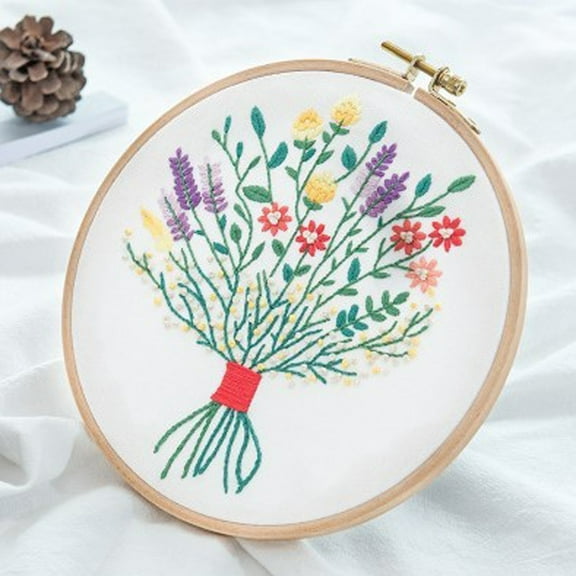 Fufafayo under $5 Embroidery Kit, Embroidery Kit, DIY Floral Embroidery Set with Pattern, Hoop, Thread, Needles, Beginner Craft, Hand Sewing, Gift for Adults, Relaxation, Home Decor, Creative Hobby