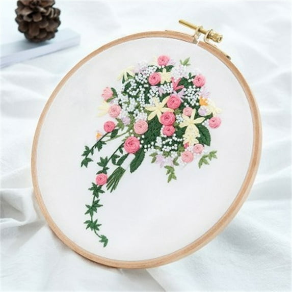 Fufafayo under $5 Embroidery Kit, Embroidery Kit, DIY Floral Embroidery Set with Pattern, Hoop, Thread, Needles, Beginner Craft, Hand Sewing, Gift for Adults, Relaxation, Home Decor, Creative Hobby