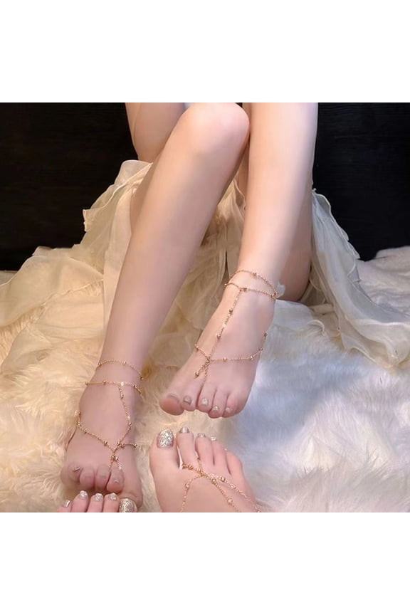 under $5 Exotic Fashion Anklet, Multi Layer Tassel Foot Chain for Women, Metal Instep Jewelry with Ancient Style Design, Bohemian Ethnic Accessory for Casual Formal Occasion