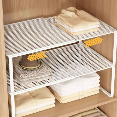 Fufafayo under $5 Expandable Cabinet Storage Shelf Stackable Organizer Rack for Kitchen Bathroom Pantry Spice Cupboard Coffee Countertop Home Office Desk Heavy Duty, Nonslip