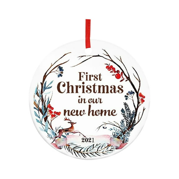 Fufafayo under $5 First Home Ornament, First Christmas Ornament, Home Keepsake Decor, Ceramic Tree Hanging, Personalized Family Gift, for Christmas Tree Display, Memorable Holiday Decor
