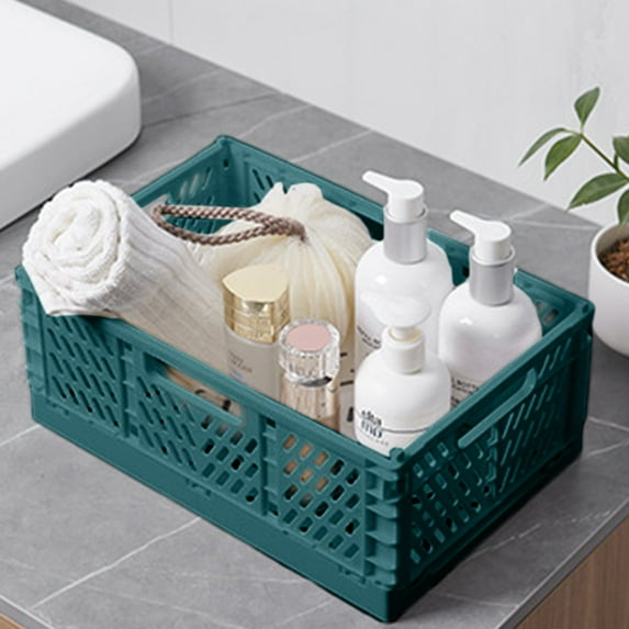 Fufafayo under $5 Foldable Plastic Storage Crates, Collapsible Stackable Bins Portable Baskets with Handle, Folding Containers for Storage Organizer for Office Kitchen Bedroom, 8.7x5.8x3.6In