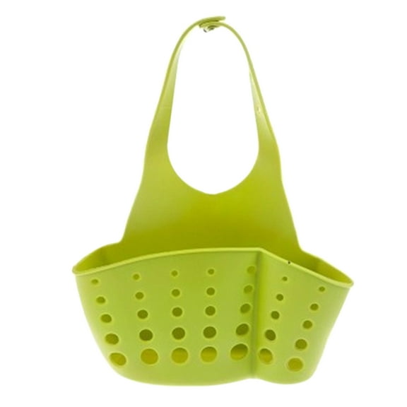 Fufafayo under $5 Folding Storage Basket, Sink Caddy, Hanging Storage Bag, Kitchen Bath Organizer, PVC Mesh Basket, Button Fastener, Holds Sponge Soap Scrubber, Drips Dry, Faucet Hook, Counter Saver