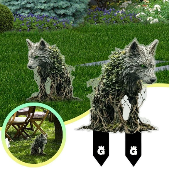 Fufafayo under $5 Garden Decor Stake, Garden Stake, Acrylic Wolf Figure for Outdoor Decor, Yard Art for Flower Bed, Pathway, Weatherproof for Lawn, Patio, Festive Accent for Forest Theme