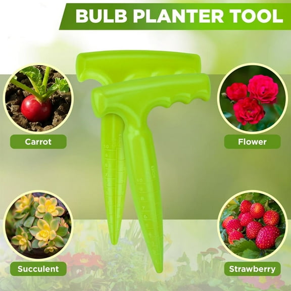 Fufafayo under $5 Garden Planter Tool, Garden Soil Digging Tool, Bulb Planter Hole Maker, Ergonomic Handheld Transplanter, for Seedlings Flowers Vegetables, Lightweight Gardening Tool Set 2 Pack