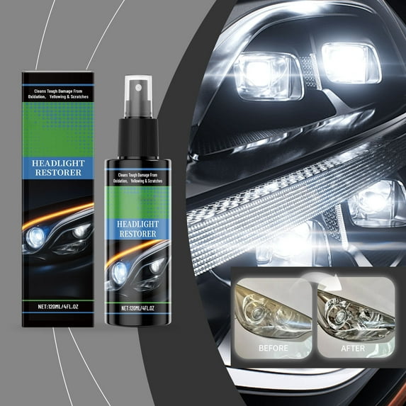 Fufafayo under $5 Headlight Restoration Spray, Headlight Restorer, Spray Cleaner for Car Oxidation Removal, Ceramic Coating for Yellowing Protection, Easy Apply Polish for Auto Mirrors