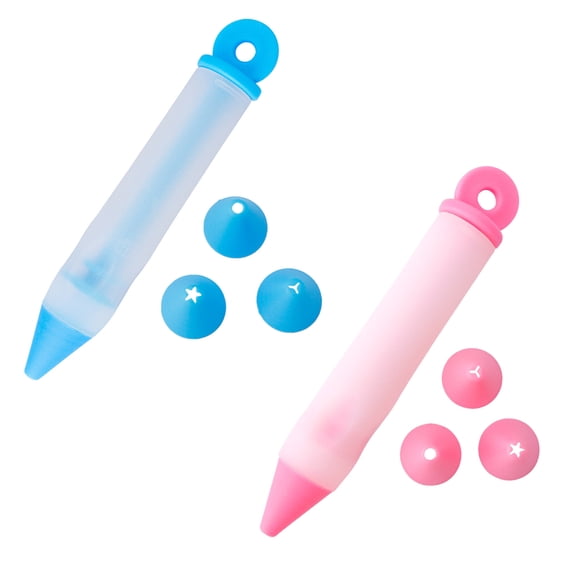 Fufafayo under $5 Icing Pen, Icing Pens, Cake Decorating Tools with Nozzles, Squeeze Bottle for Writing Drawing on Desserts, DIY Baking Supplies, Set of 2, Reusable, Great for Beginners