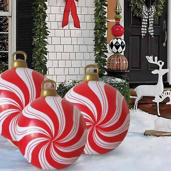 Fufafayo under $5 Inflatable Christmas Decor, Outdoor Yard Ornaments, Large Holiday Decor Balls, Weatherproof Seasonal Decorations, Garden Lawn Decor for Front Yard Porch