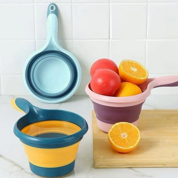 Fufafayo under $5 Kitchen Folding Water Ladle, Space-Saving Plastic Water Scoop Cup, Collapsible Dippers for Home, Garden, Bath Soaking, Portable Water Pouring Dipper for Camping Travel
