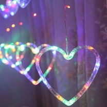 Fufafayo under $5 LED Heart Curtain Lights, Heart Curtain Lights, LED String Lights With Heart Shapes, Battery Operated For Bedroom, Window, Wedding, Party, Indoor Outdoor Decor, Romantic Ambiance