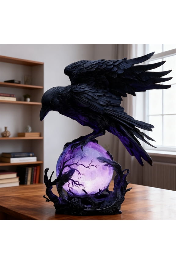 under $5 LED Lamp, Gothic Style Light, Crow Perch Sculpture, Mysterious Decor Light for Bedside Table, Halloween Decoration, Gothic Theme, Mood Lighting