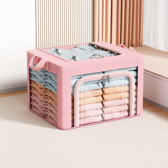 Fufafayo under $5 Large Capacity Storage Box, Storage Boxes for Clothes, Large Capacity Fabric Storage Bin, Foldable Organizer for Home, Closet, Bedroom, Thickened Quilt Storage Container