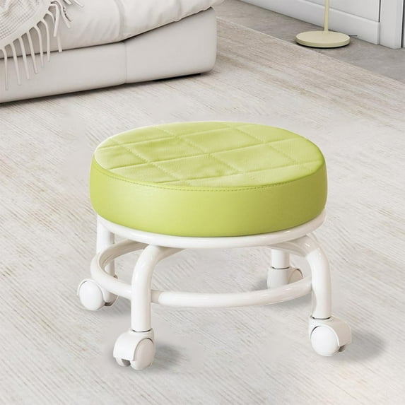 Fufafayo under $5 Low Roller Seat Multi-functional Small Stool with Wheels, Leather Rolling Stool Step Stool Mechanic Stool on Wheels for Home Office Garage Shop