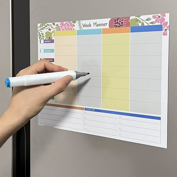 Fufafayo under $5 Magnetic Notepad Set, Reusable Refrigerator Calendar, Dry Erase Memo Board, Kitchen Office Organizer, Flexible Memo Pad for Home, Office, Planning