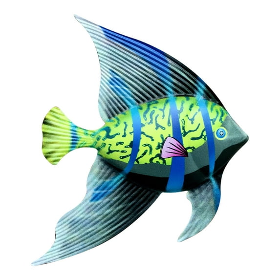 Fufafayo under $5 Metal Fish Wall Art, Metal Fish Wall Art, Colorful Garden Decor, Powder Coated Rust Resistant, for Living Room Bedroom, Indoor Outdoor Hanging, Handcrafted Sculpture