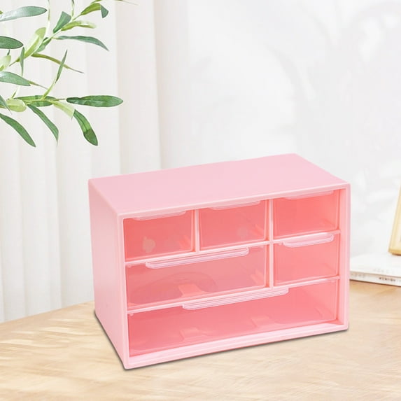 Fufafayo under $5 Mini Drawer Organizer with 6 Drawers, Plastic Desktop Craft Storage Case Box for Art Supply, Office Supplies, Cosmetics, 7.09x4.72x3.94Inch