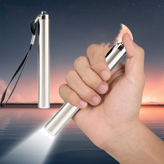 Fufafayo under $5 Mini LED Flashlight, Pen Style Pocket Torch, High Brightness Stainless Steel Light, Portable Emergency Tool for Camping Hiking Night Walking Power Outage